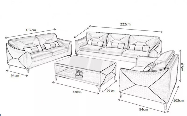 Sofa set 3-zits set Design bank banken Luxe Nieuw design Bekleding