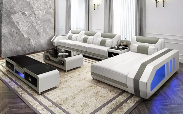 Hoekbank gestoffeerde hoekbank L-vorm salontafel Moderne bank woonlandschap 2-delig Nieuw