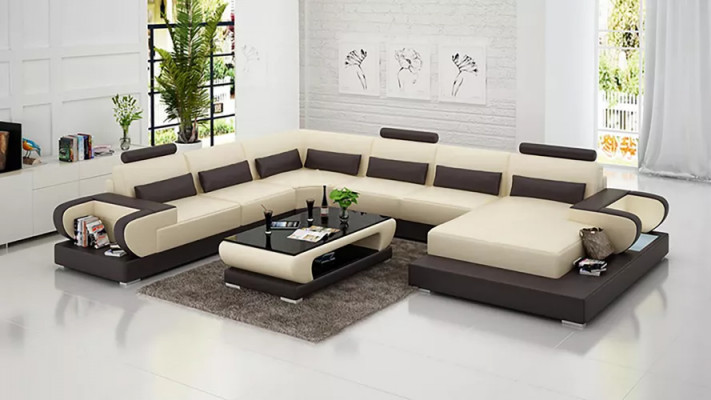 Hoekbank bekleding hoekbank U-vorm salontafel modern bankstel woonlandschap nieuw