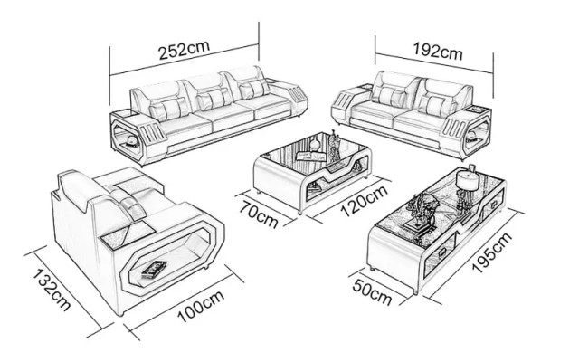Bankstel 3-zits Modern leren bankstel Designerbank Woonlandschap Nieuw