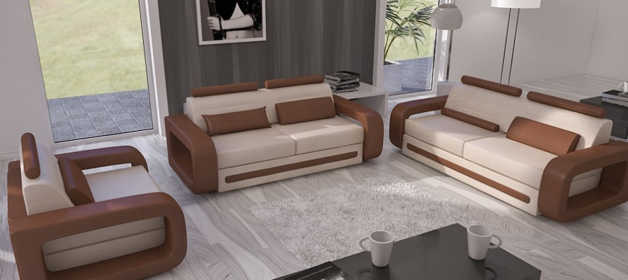 Sofaset Bank Bank Kussen Lederbank Banken Banken 3 + 2 + 1 Set Davos Set Nieuw