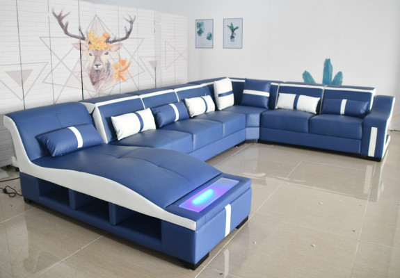 Bank U-vorm lederen bankstel bankstel woonlandschap ontwerp modern bankstel hoekbank
