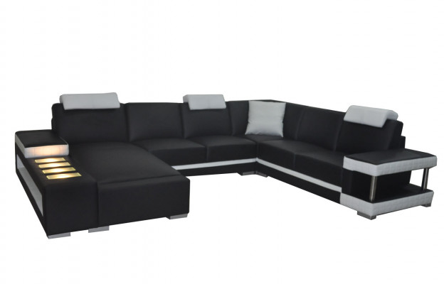 Ontwerper leren bekleding hoekbank met USB-bekleding hoeklandschap kamer Big Leather