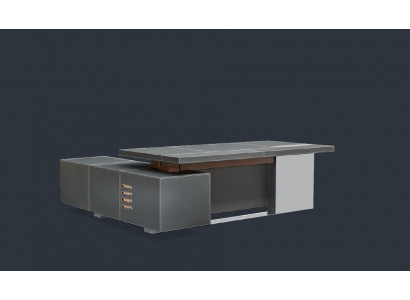 Ontwerp kantoor meubilair inrichting bureau hoek tafel baas leer hout