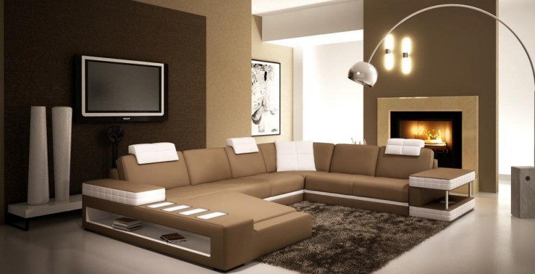Ontwerper Leren Bekleding Hoekbank Bekleding Hoek Landschap Kamer Groot Leder