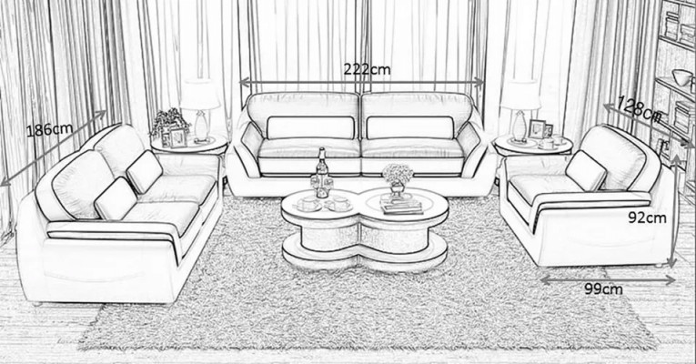 Designer Bank Leren Bank Bankstel 3-Zits Moderne Bank Woongebied