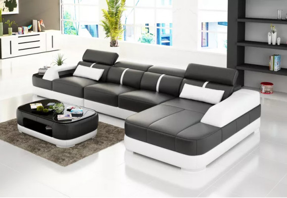 Ontwerp leren zitgroep woonkamer hoekbank leren bank bank stoffen banken sofa's.