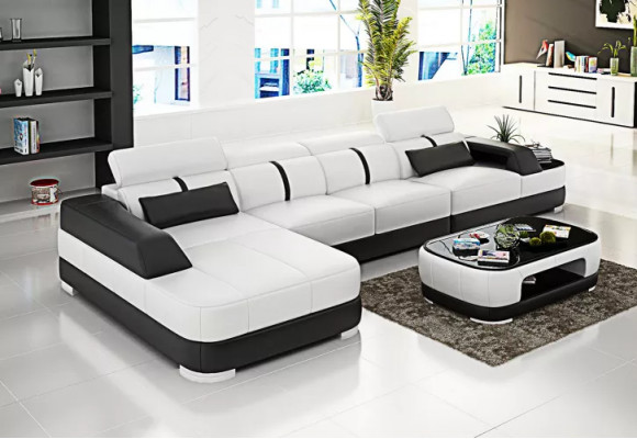 Ontwerp leren zitgroep woonkamer hoekbank leren bank bank stoffen banken sofa's.