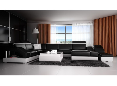 Leren bank Bank Bank Woonlandschap Hoekbank Set Design Moderne bank met USB