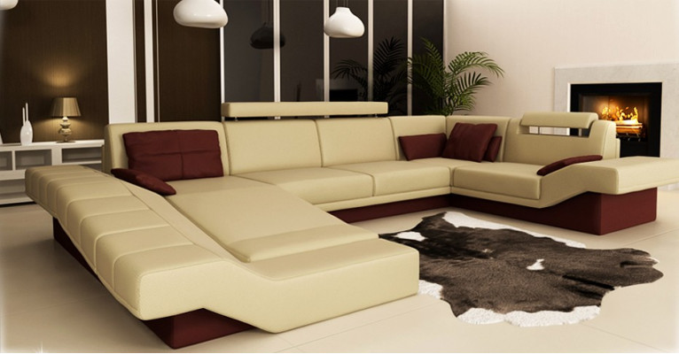 Moderne elegantie. De nieuwe U-vormige hoekbank met uitstekende bekleding.