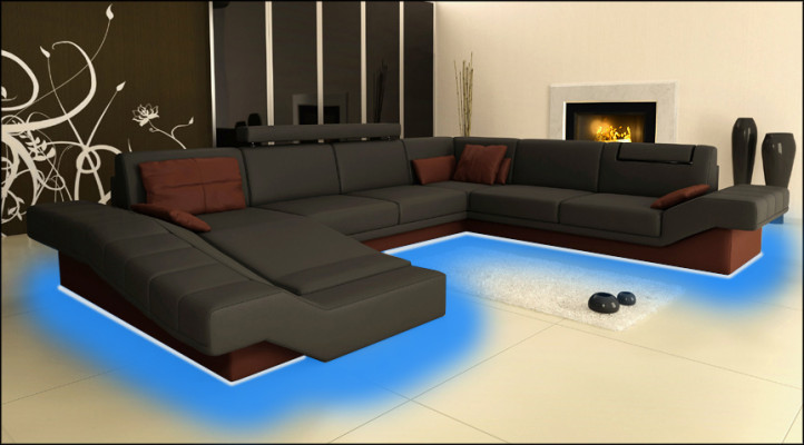 Moderne elegantie. De nieuwe U-vormige hoekbank met uitstekende bekleding.