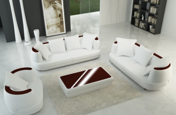 Bankstel Royal Luxe Designerbank Stoffering 3+2+1 Leren Bank Koninklijk Grijs