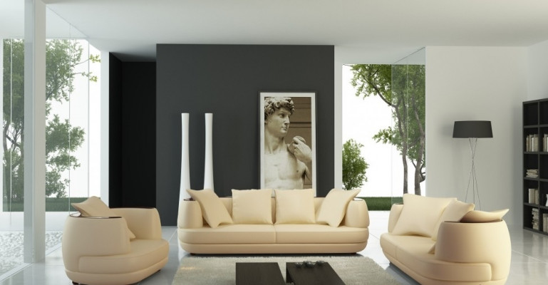 Bankstel Royal Luxe Designerbank Stoffering 3+2+1 Leren Bank Koninklijk Grijs