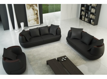 Sofa set Bankbekleding Leren bank 3+2+1 Klassieke banken Koninklijke zitplaatsen Zwart