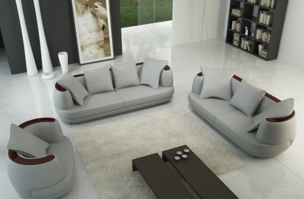 Sofa set Royal Luxe Designerbank bekleding 3+2+1 leer Bank Zitbank BeigeA