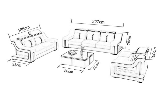Woonkamer bekledingsset leren bank bank bank zitkussen meubels 3+2+1