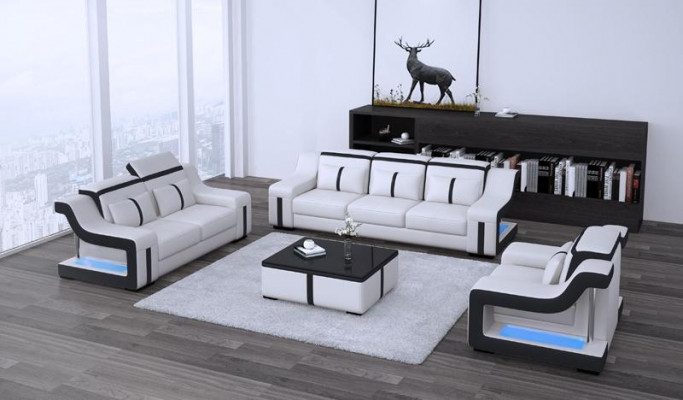 Woonkamer bekledingsset leren bank bank bank zitkussen meubels 3+2+1