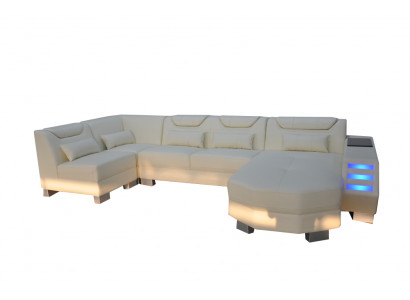 Ontwerper bankstel met USB-hoek, leren hoekbank, gestoffeerde leren zitkamer, gestoffeerde zitbank nieuw