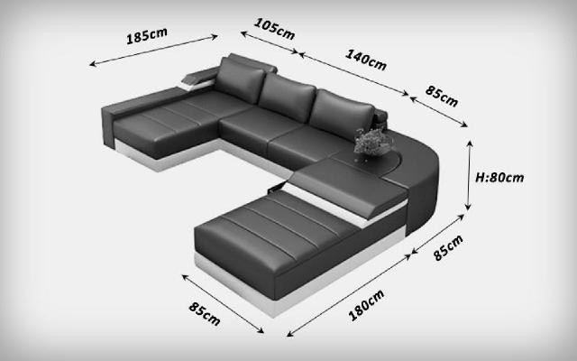 Hoekbank hoekbank met USB-bekleding lederen set woonlandschap liggen Bellenberg