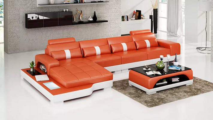 Hoekbank L-vorm Hoekbank Leren bank Ontwerpersbank Beklede hoekbank Woongebied