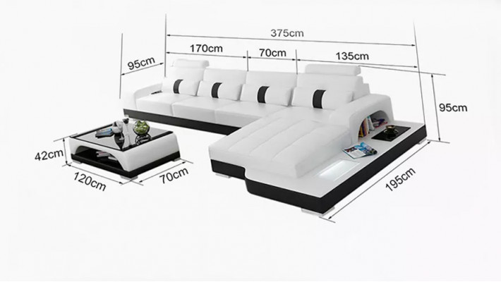 Hoekbank L-vorm Hoekbank Leren bank Ontwerpersbank Beklede hoekbank Woongebied