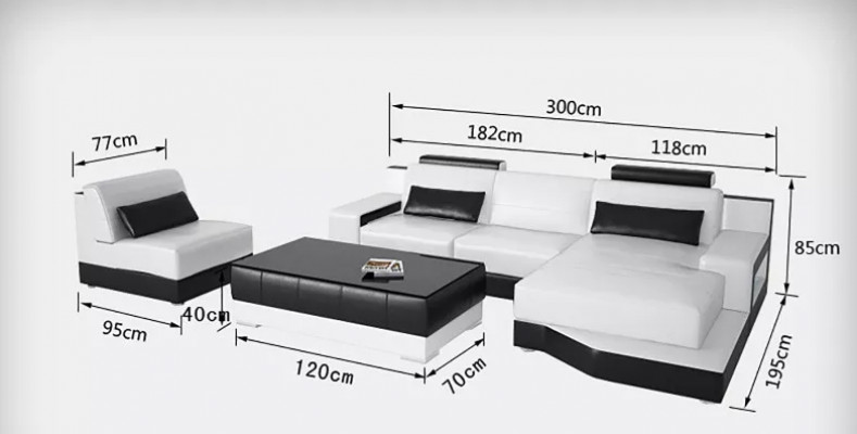 Hoekbank L-vorm Moderne bank Leren bank Hoekbank Bekleding Designer-bank