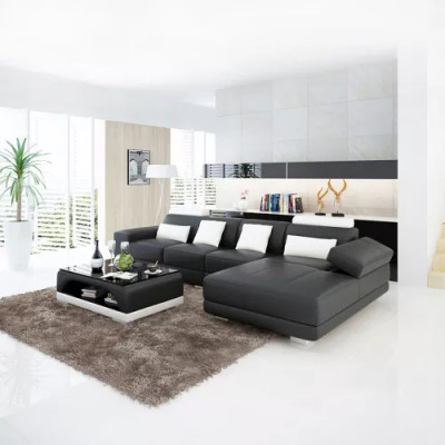 Leer hoekbank gestoffeerde designbank Moderne L-vormige bank