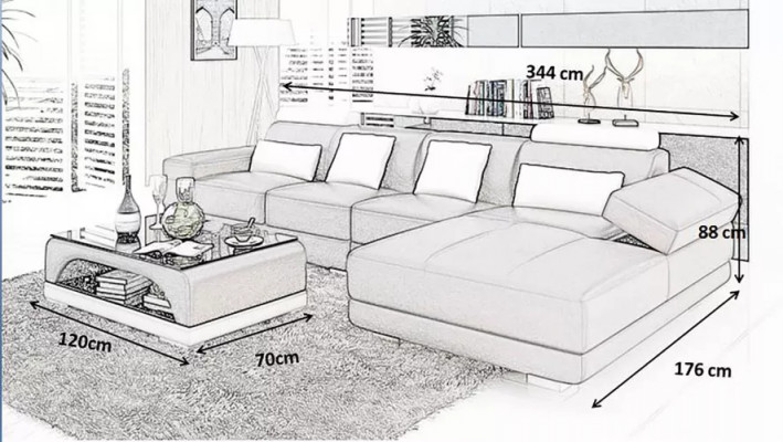 Leer hoekbank gestoffeerde designbank Moderne L-vormige bank