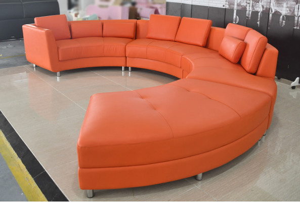 Leren bank Bank Moderne bekleding Leder Ronde woonlandschap Hoekbank Ronde bank