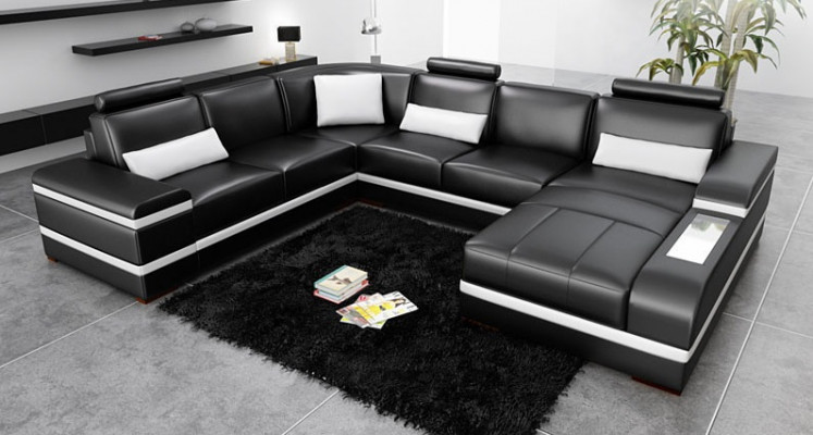Hoekbank Leren sofa Big XXL U-vormige woonlandschap Bankstel Nieuw H2218