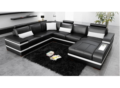 Hoekbank Leren sofa Big XXL U-vormige woonlandschap Bankstel Nieuw H2218