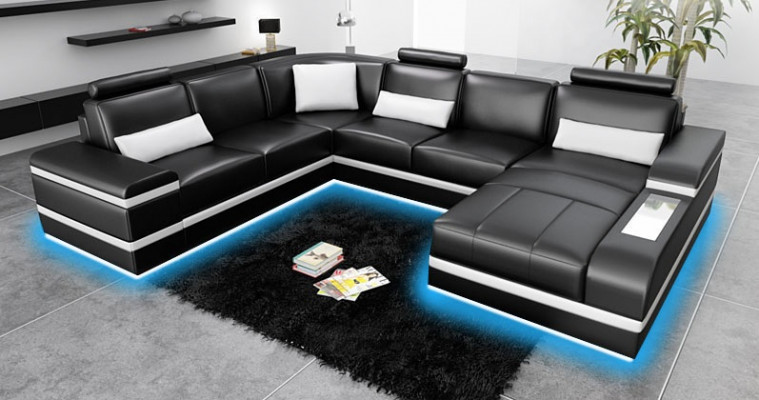 Hoekbank Leren sofa Big XXL U-vormige woonlandschap Bankstel Nieuw H2218