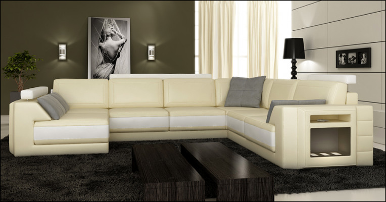 Designersofa Hoekbank Bank Leren bank Bekleding Stoel Hoekstel + Licht PHM3027