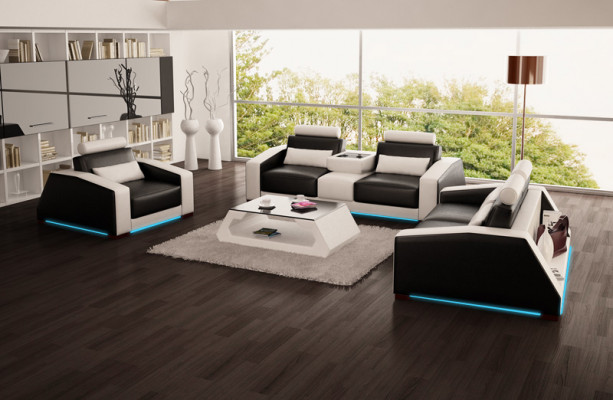 Ledersofa Bank Bankstel Nieuw 3+2+1 Zits Bankstel Design Modern Bank +USB
