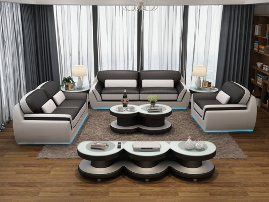 Leren bank Bankstel Nieuw 3+2+1 zits bankstel Design Modern Sofa + USB