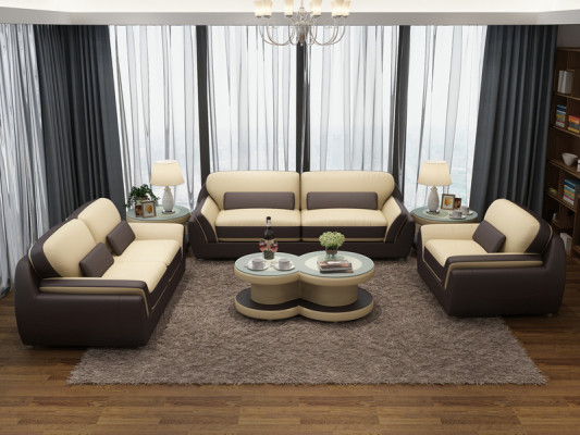 Leren bank Bankstel Nieuw 3+2+1 zits bankstel Design Modern Sofa + USB