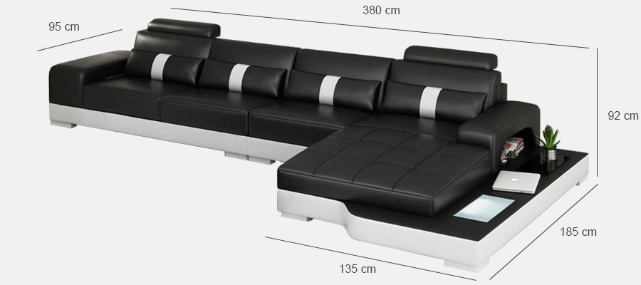 Lederen bank bank woonlandschap hoekbank hoekstel modern ontwerp bank met USB nieuwe EU
