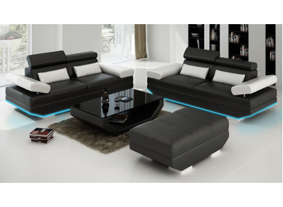 Leren bank Bank met USB Woonlandschap 2+2 Set Design Bank Sofa