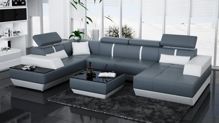 Ledersofa Bank Bank Woonlandschap Hoekbank Garnituur Ontwerp Modern Bank K5015