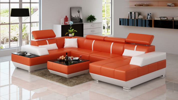Ledersofa Bank Bank Woonlandschap Hoekbank Garnituur Ontwerp Modern Bank K5015