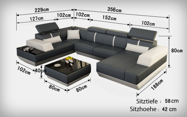 Ledersofa Bank Bank Woonlandschap Hoekbank Garnituur Ontwerp Modern Bank K5015