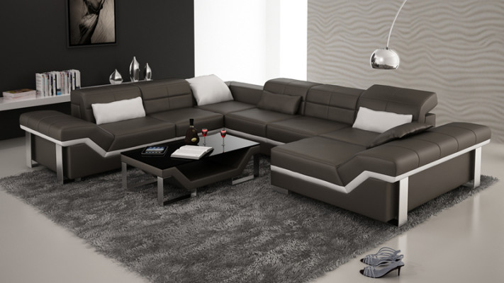 Leren bank Bank Bank Woongebied Hoekbank Set Ontwerp Modern Sofa