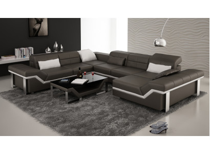 Leren bank Bank Bank Woongebied Hoekbank Set Ontwerp Modern Sofa