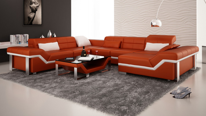Leren bank Bank Bank Woongebied Hoekbank Set Ontwerp Modern Sofa