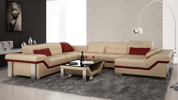 Leren bank Bank Bank Woongebied Hoekbank Set Ontwerp Modern Sofa