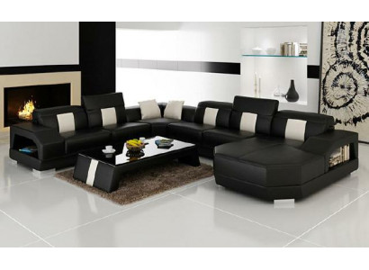Woonlandschap Bank Bekleding Hoek Bankstel Designer Leren Bank