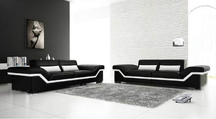 Leren bank met USB op maat Sofa 3 + 3 zits designbank gestoffeerd lederen salon