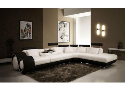 LEDER BANKSTEL USB SET SOFA WOONLANDSCHAP ZWART/WIT Maatwerk