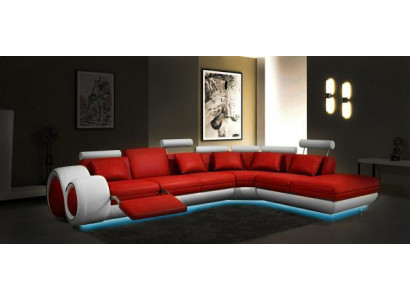 LEDERSOFA met USB LEDERBANKSTEL GARNITUUR BANK WOONLANDSCHAP Berlijn V NIEUW