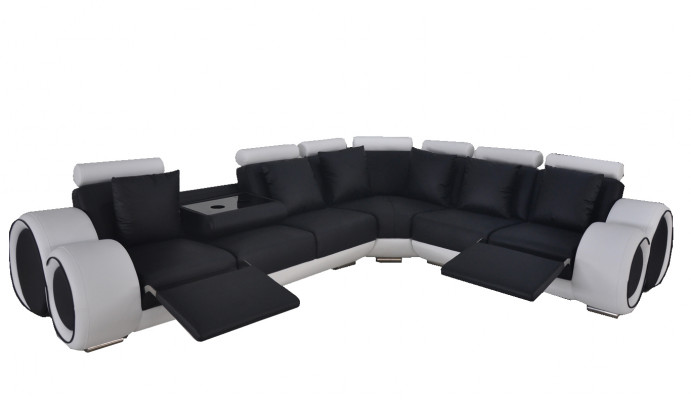 Ontwerp lederen bekleding XXL zitkamerbank met USB-ontwerp hoekbankstellen nieuwe bankstellen